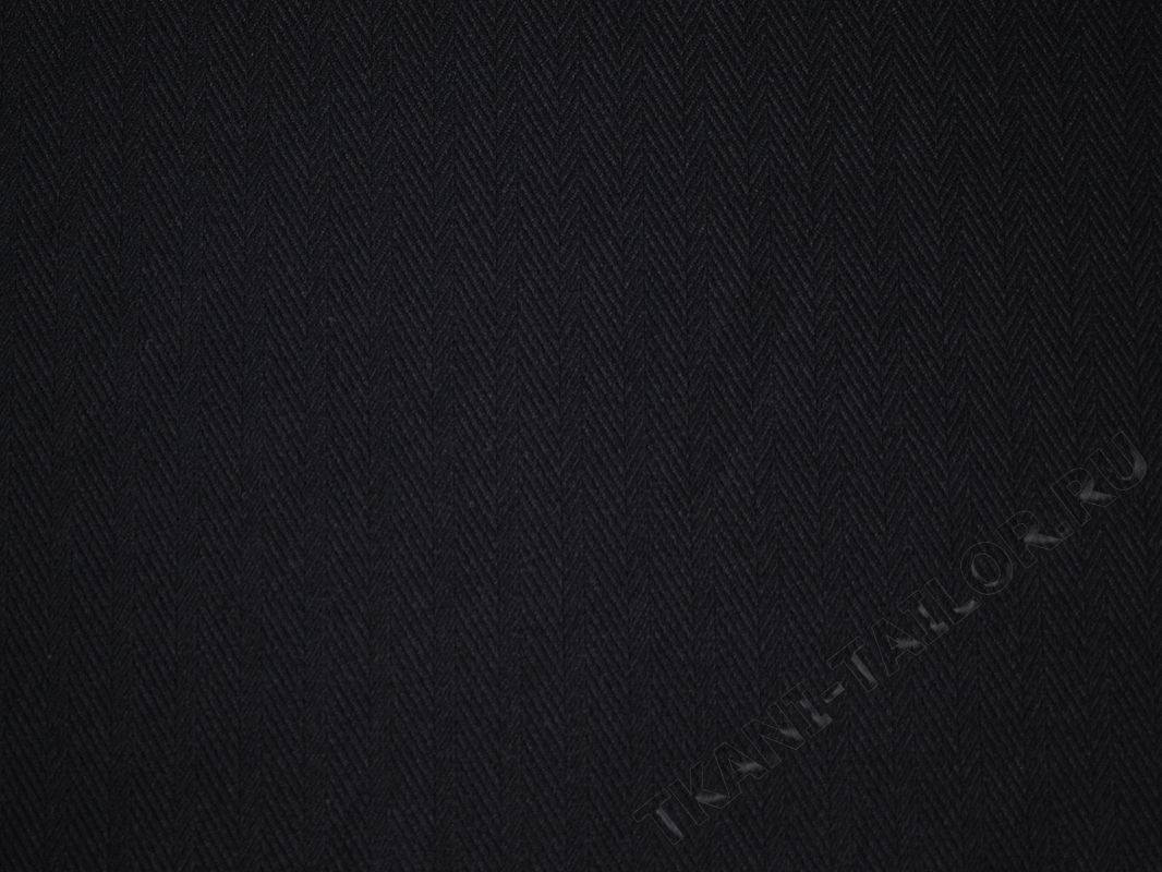 Костюмная вискоза черного цвета елочка - фото 2