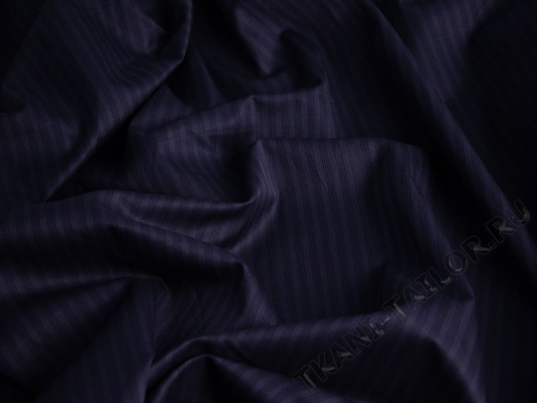 Рубашечный темно-синий хлопок в полоску - фото 3