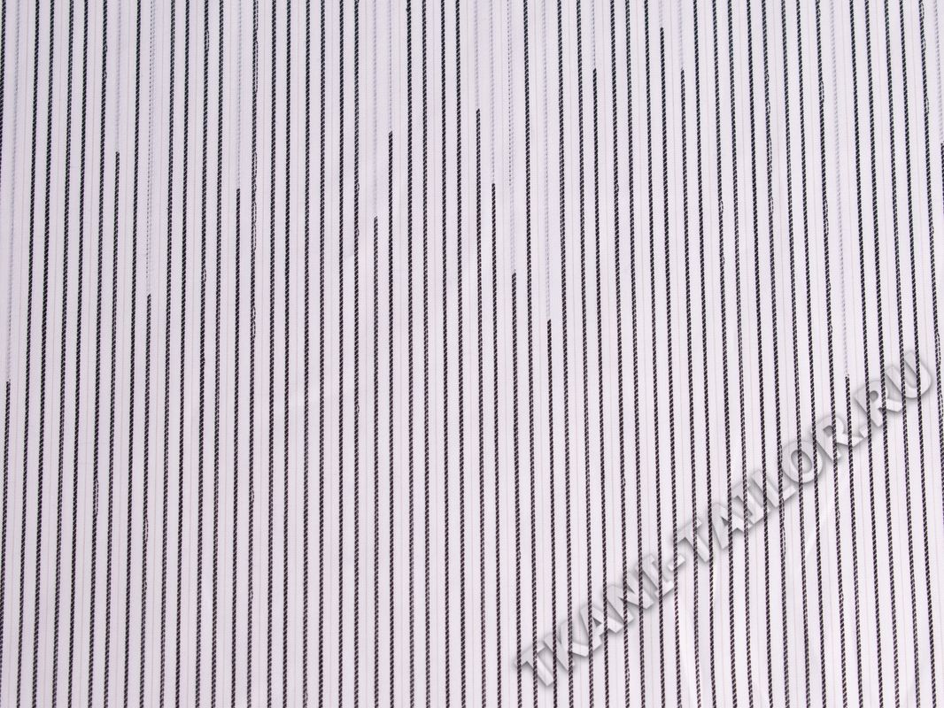Рубашечный хлопок купонный белый с черными полосками - фото 1