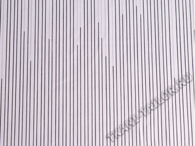 Рубашечный хлопок купонный белый с черными полосками - фото