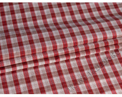 Рубашечная ткань красно-бежевая клетка тартан