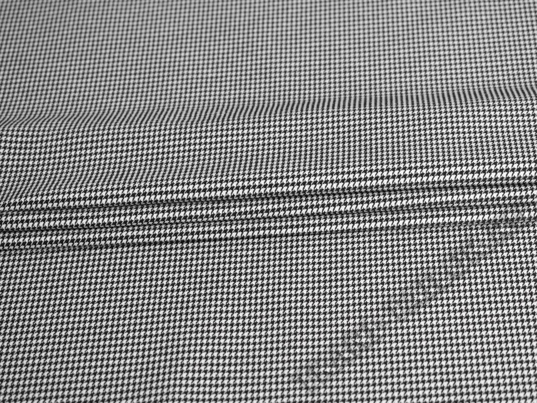 Костюмная ткань черно-белая мелкая гусиная лапка - фото 2