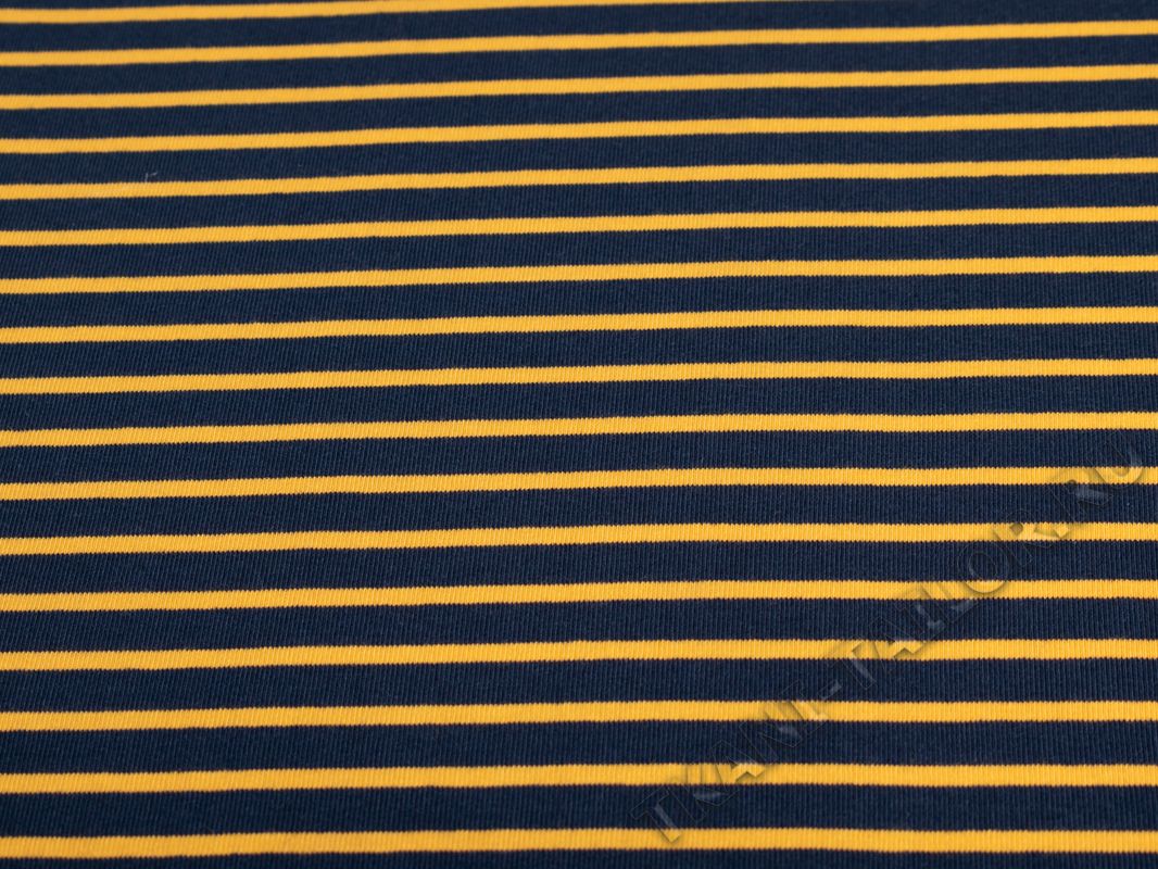 Трикотаж кулирка сине-желтая полоска - фото 1
