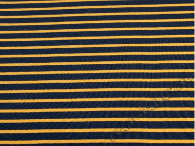 Трикотаж кулирка сине-желтая полоска - фото