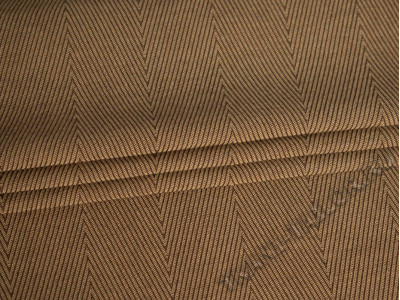 Костюмная вискоза светло-коричневая в рубчик - фото