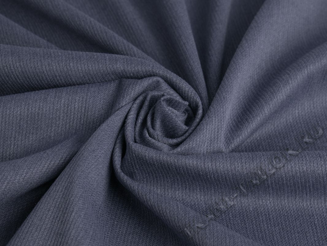 Рубашечная ткань серо-синяя в рубчик - фото 1