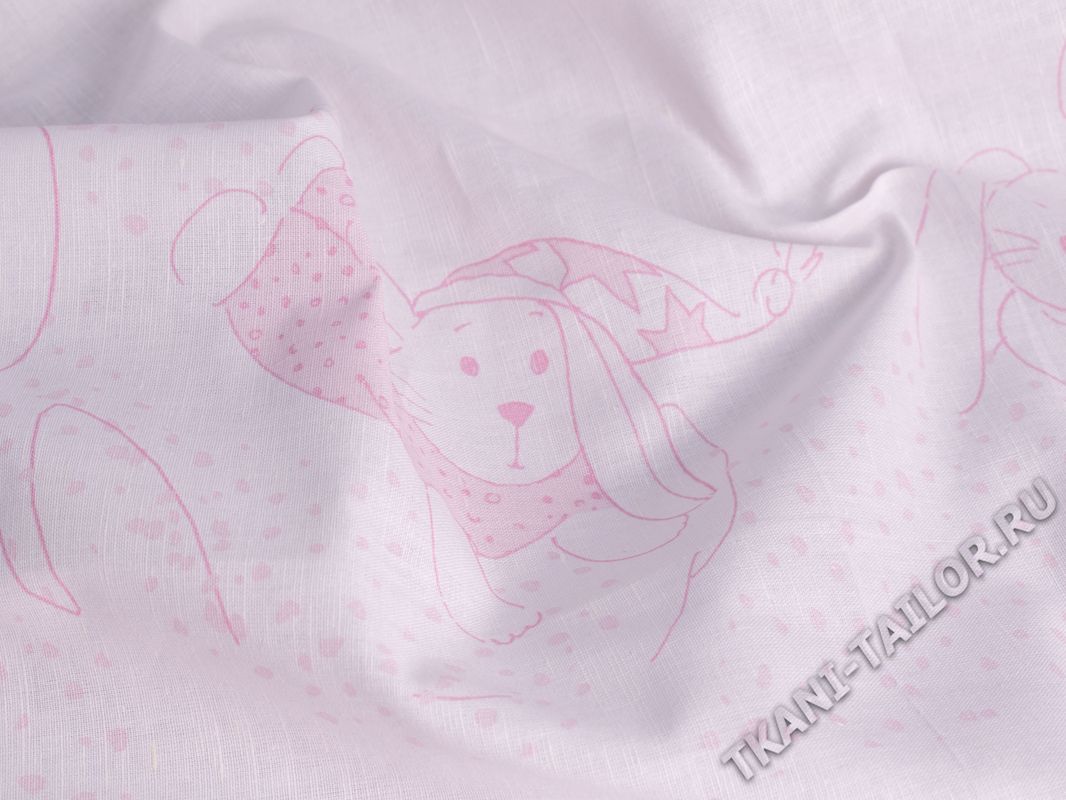 Хлопок постельный детский розовый с кроликами - фото 3