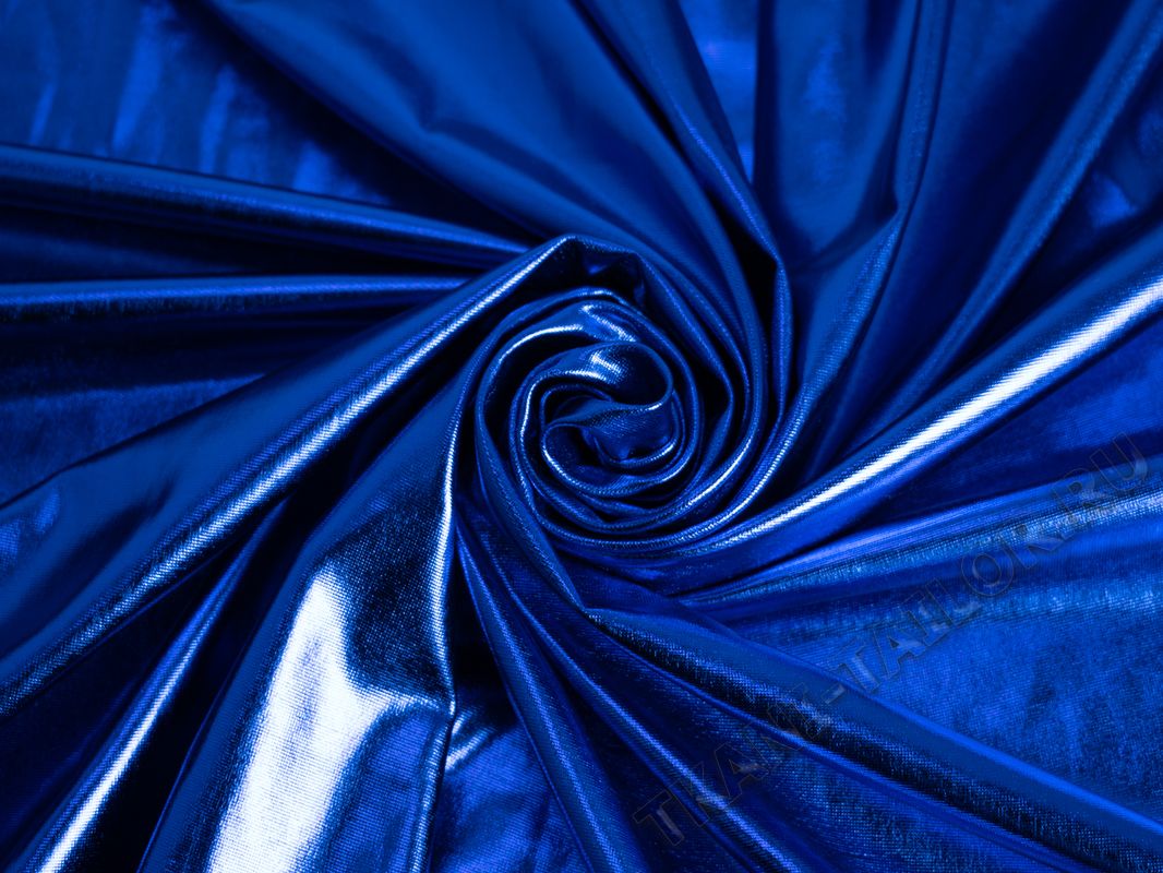 Парча стрейч синяя однотонная - фото 4