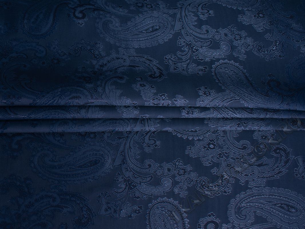 Подкладка жаккард темно-синяя принт огурец - фото 4