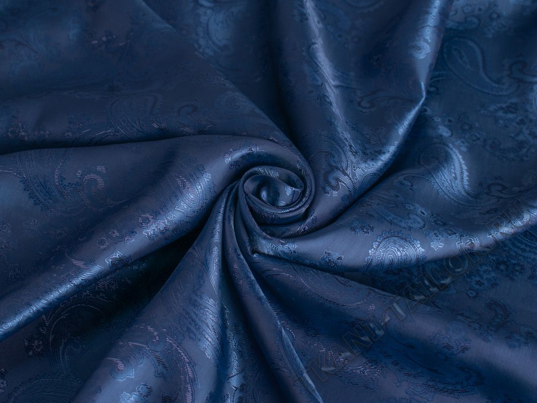 Подкладка жаккард темно-синяя принт огурец - фото 5