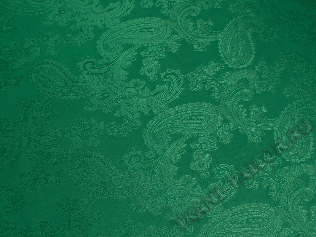Подкладка жаккард зеленая принт огурец - фото 2