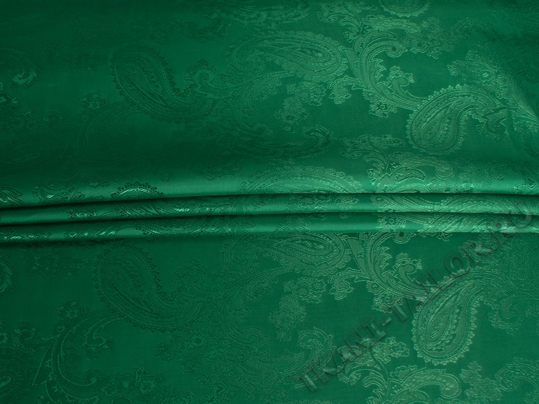 Подкладка жаккард зеленая принт огурец - фото 1