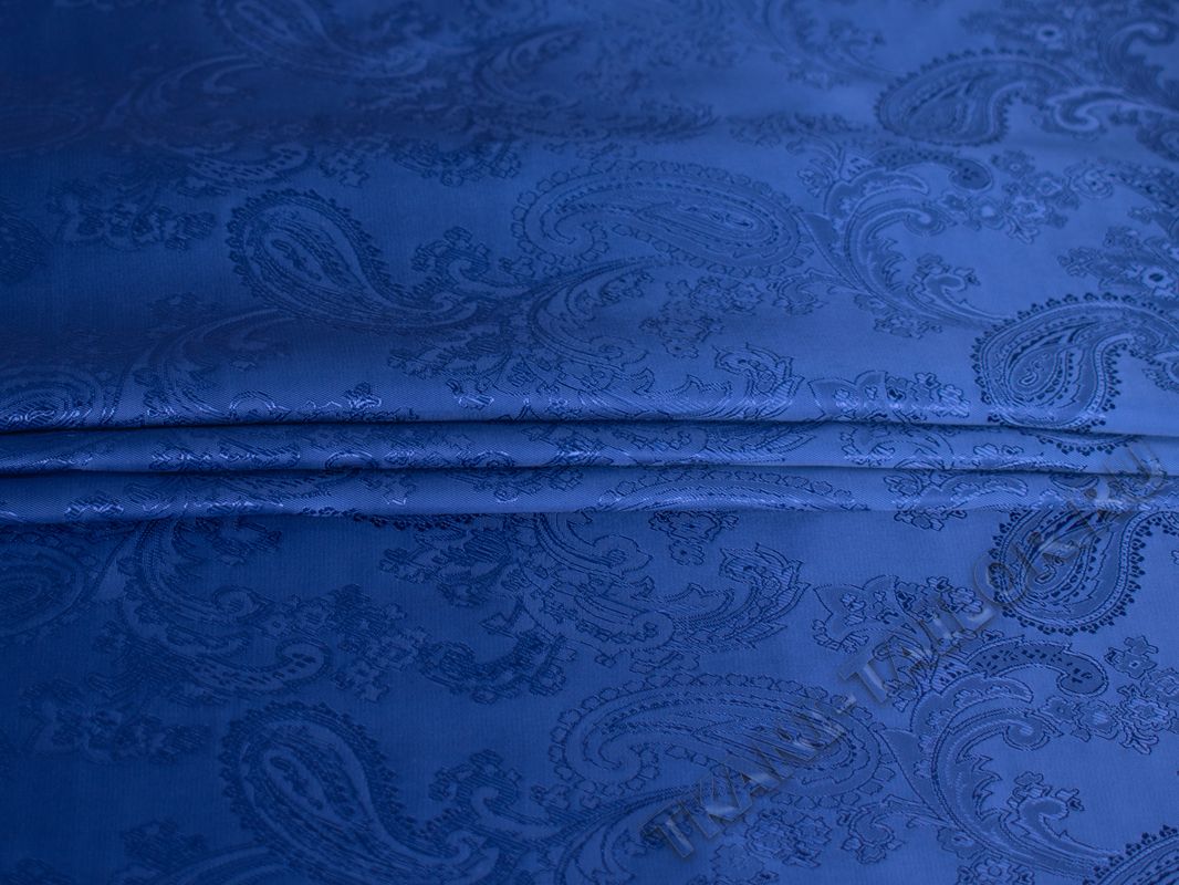 Подкладка жаккард синий принт огурец - фото 2