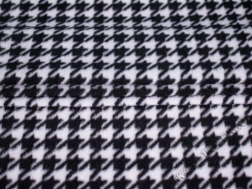 Флис черно-белый принт гусиная лапка - фото 4