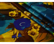 Атлас желто-синий принт цветы