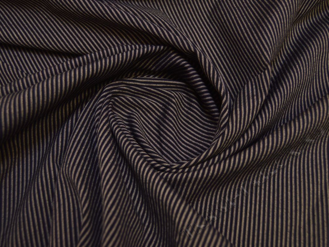 Костюмная ткань темно-синяя в полоску - фото 3