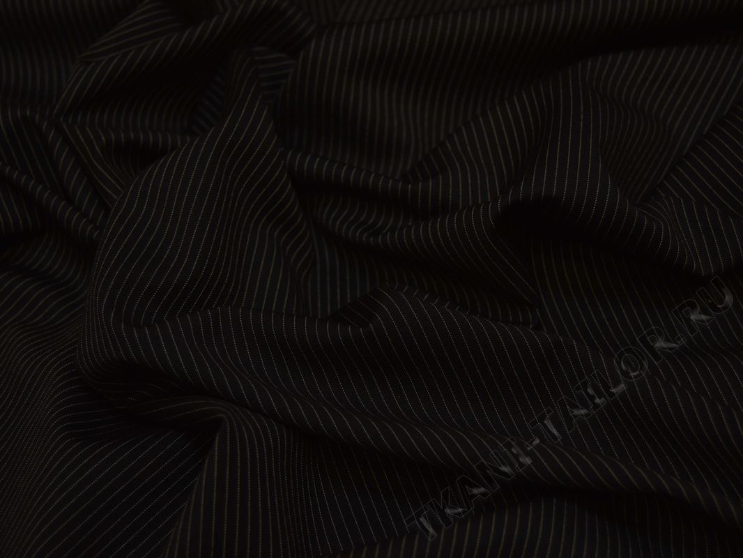 Костюмная ткань черная в тонкую полоску - фото 3