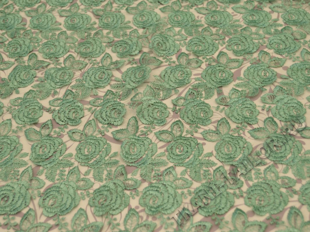 Кружевная ткань зеленая - фото 2
