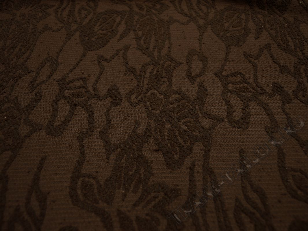 Костюмная ткань коричневая фактурный принт - фото 2