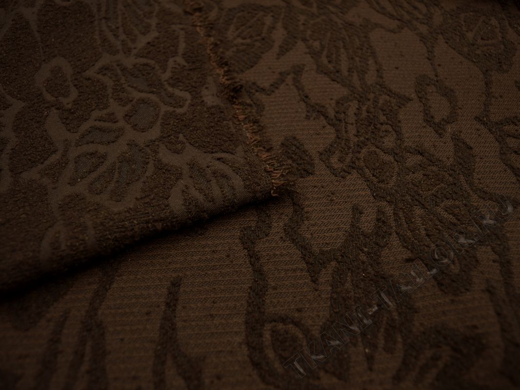 Костюмная ткань коричневая фактурный принт - фото 3
