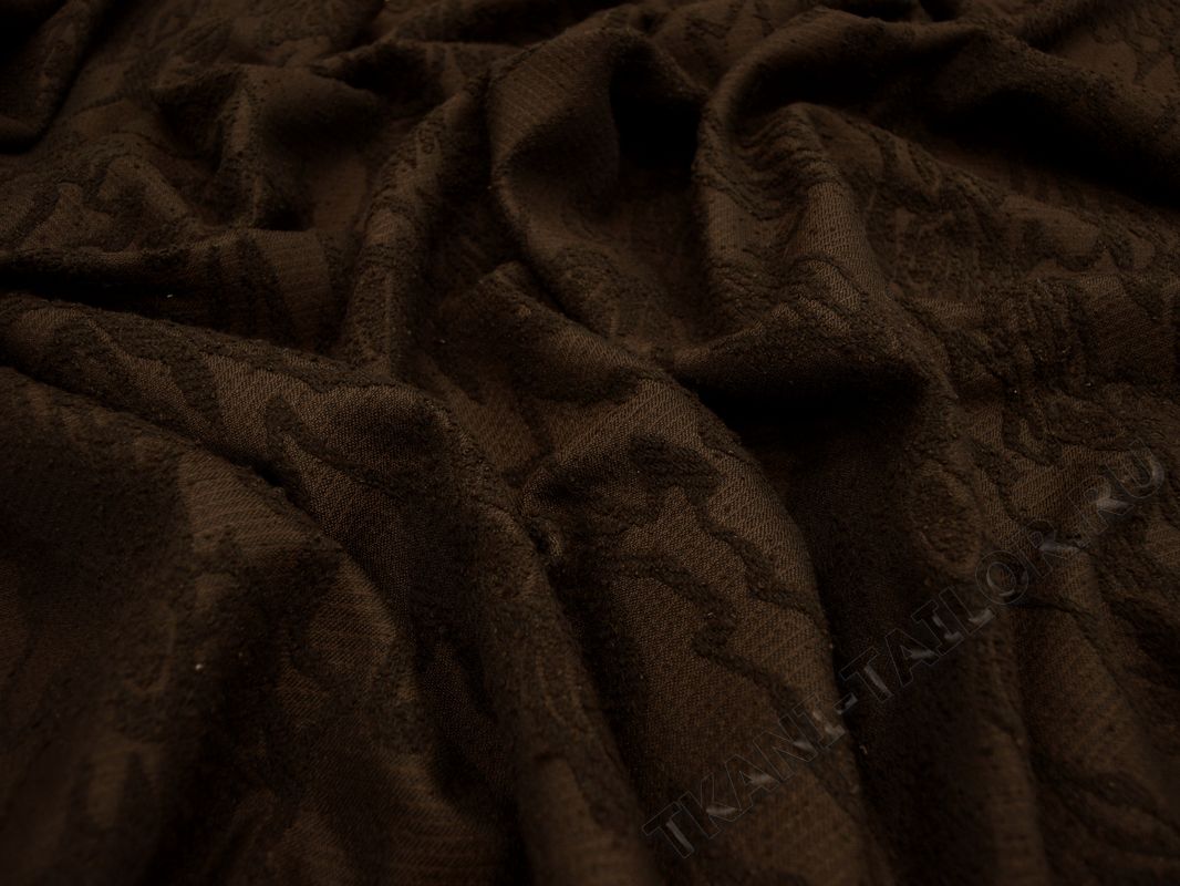 Костюмная ткань коричневая фактурный принт - фото 4