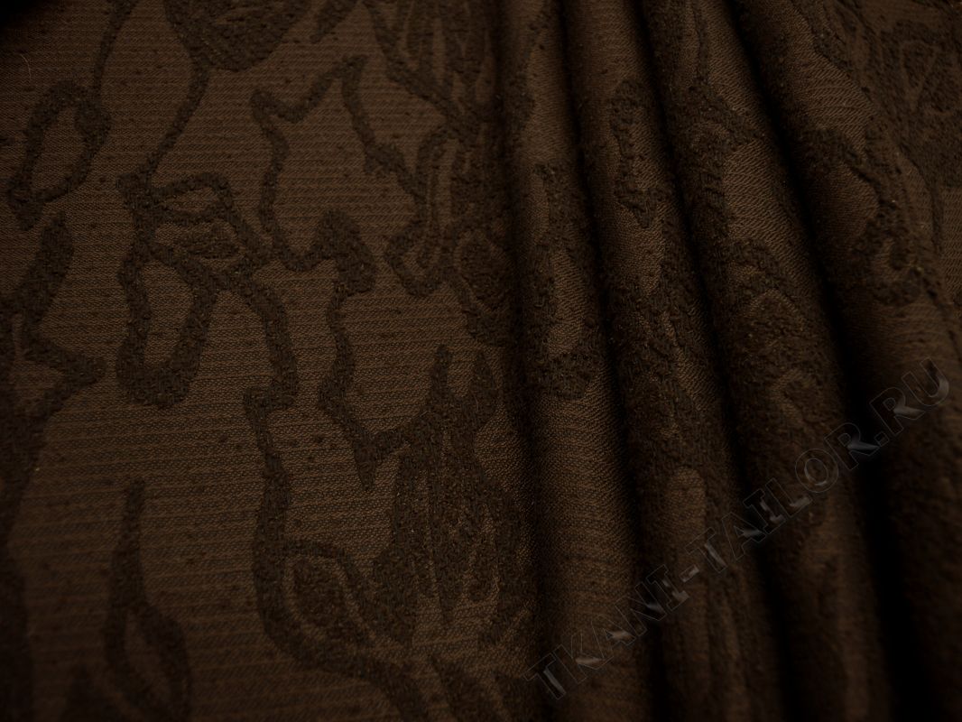 Костюмная ткань коричневая фактурный принт - фото 1