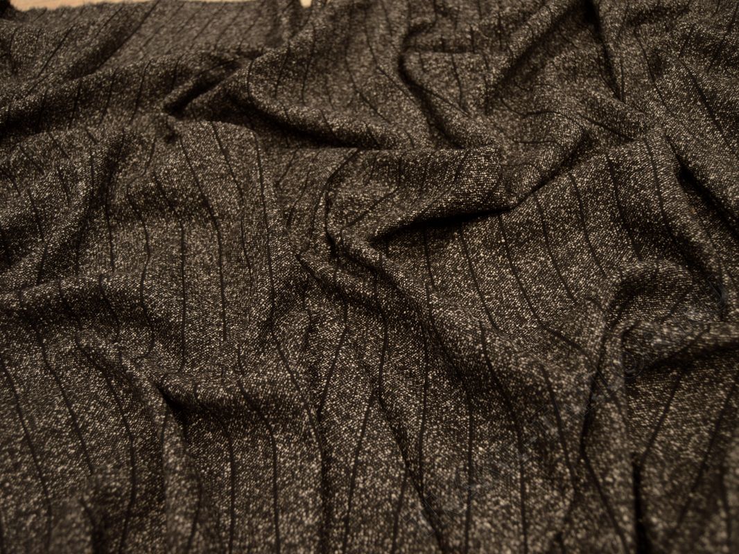 Костюмная ткань черно-серая с фактурной полоской - фото 3