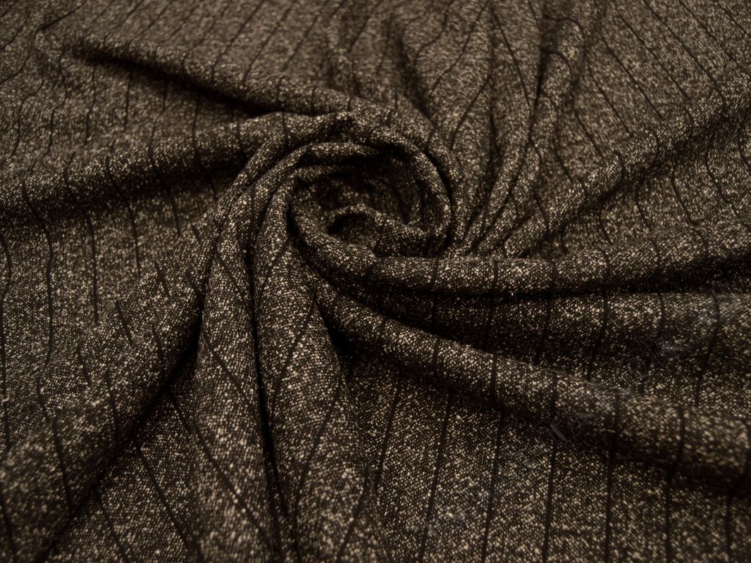 Костюмная ткань черно-серая с фактурной полоской - фото 1
