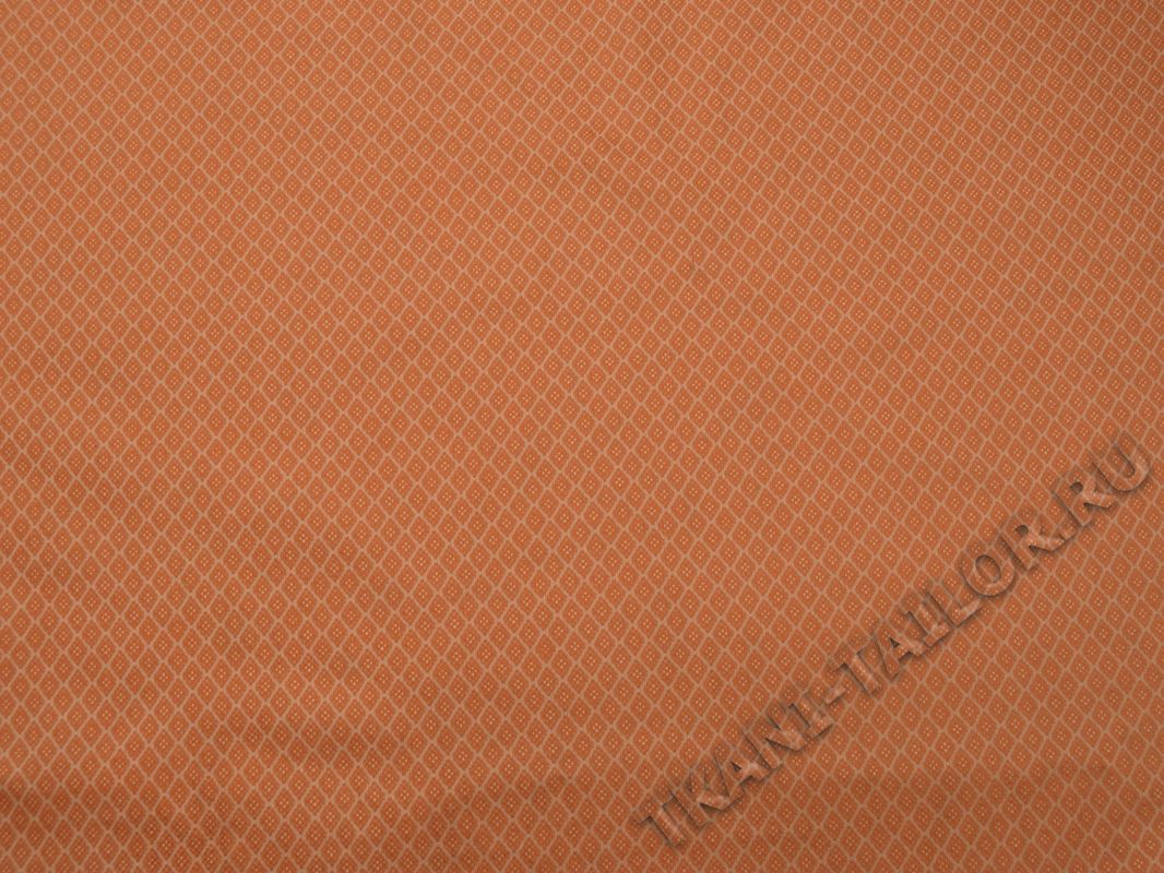 Костюмная ткань оранжевая с геометрическим принтом - фото 2