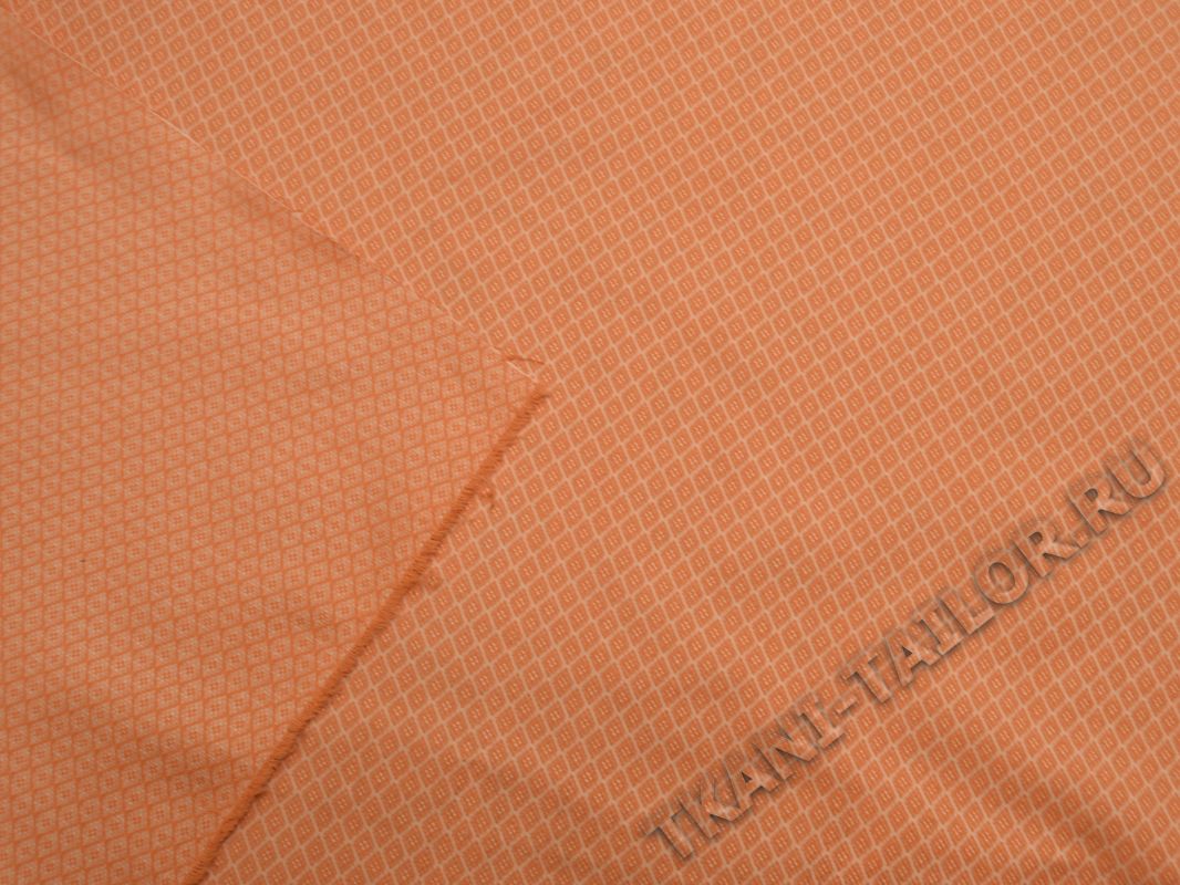 Костюмная ткань оранжевая с геометрическим принтом - фото 3