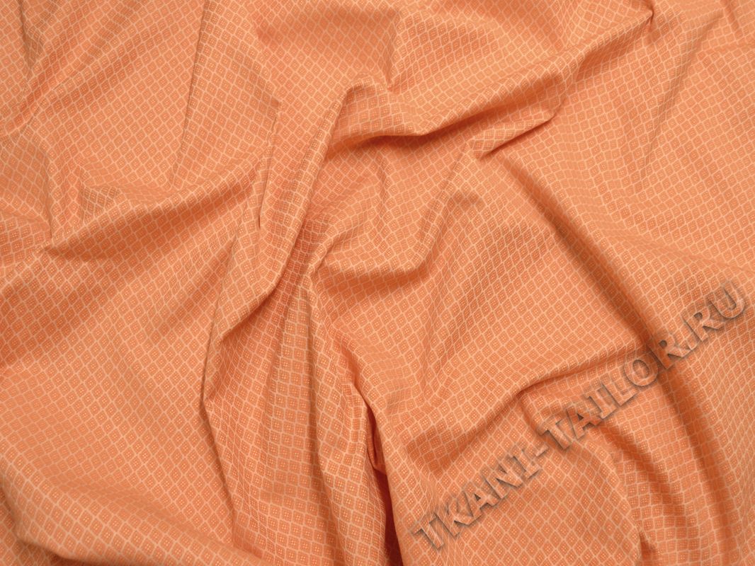 Костюмная ткань оранжевая с геометрическим принтом - фото 4