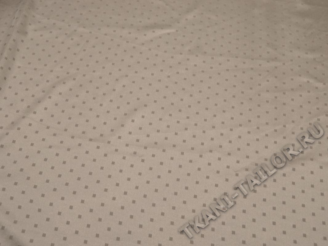 Атлас бежево-серый принт мелкие квадратики - фото 2