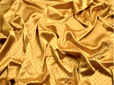Атлас золотисто-желтый принт мелкие квадратики