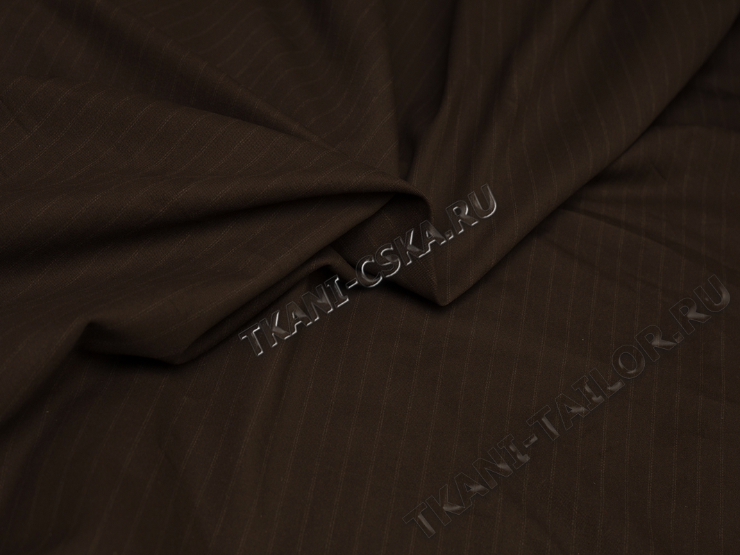 Костюмная ткань темно-коричневая в полоску - фото 2