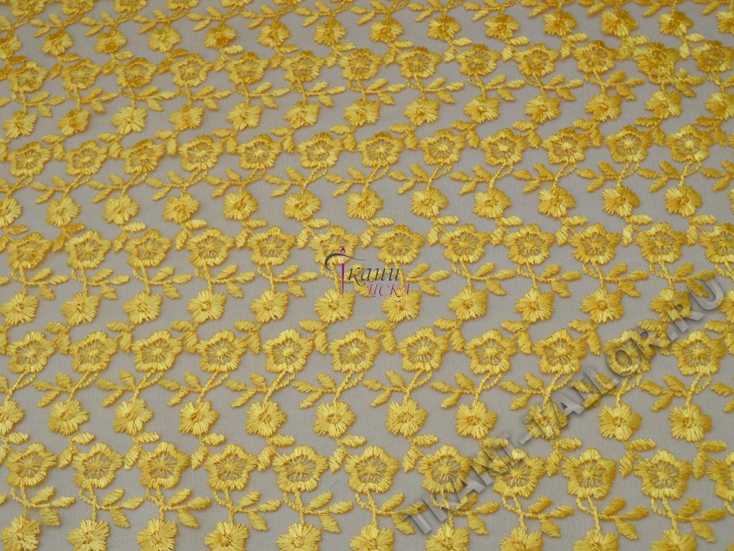 Кружевная ткань желтая - фото 3