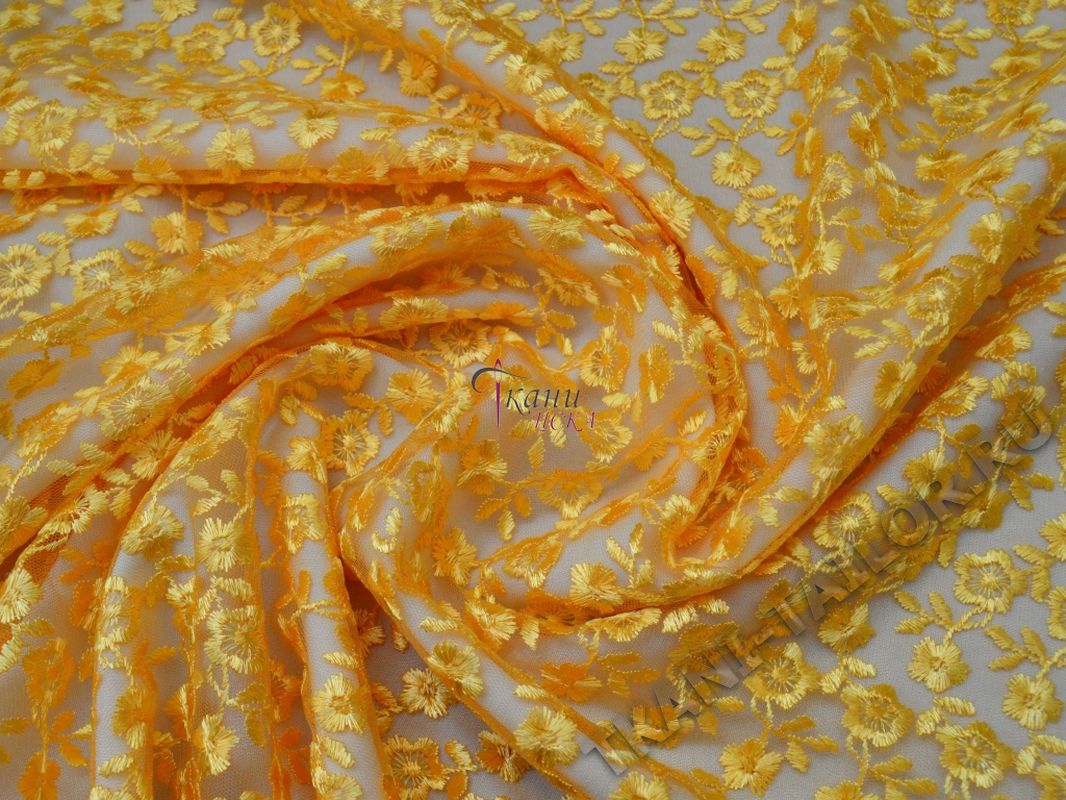 Кружевная ткань желтая - фото 4
