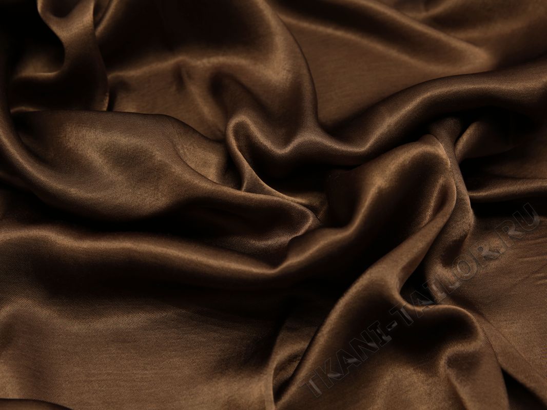 Атласная ткань коричневая - фото 1