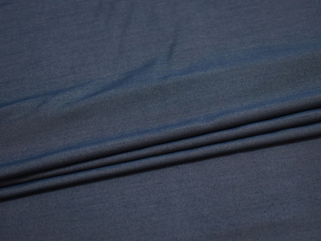 Джинс рубашечный тонкий темно-синий - фото 3
