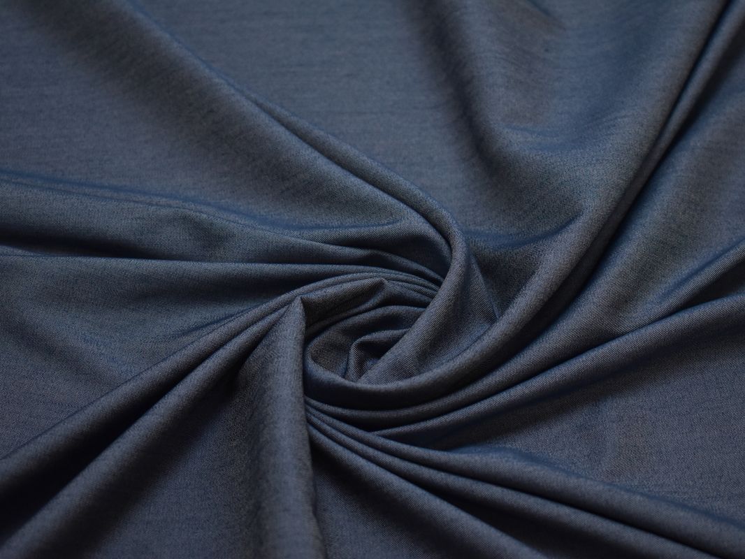 Джинс рубашечный тонкий темно-синий - фото 4
