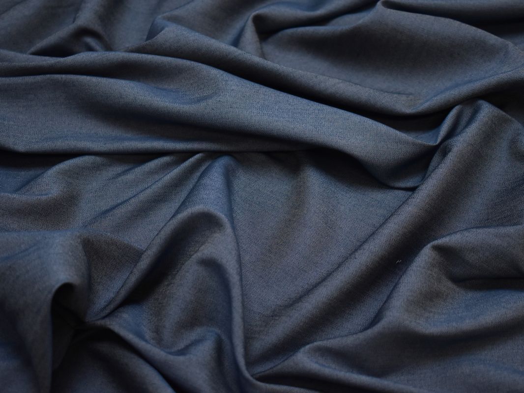 Джинс рубашечный тонкий темно-синий - фото 1