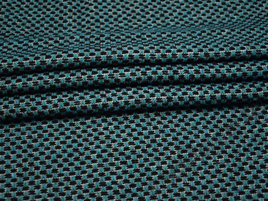 Пальтовая шерсть плетеная бирюзового цвета - фото 3