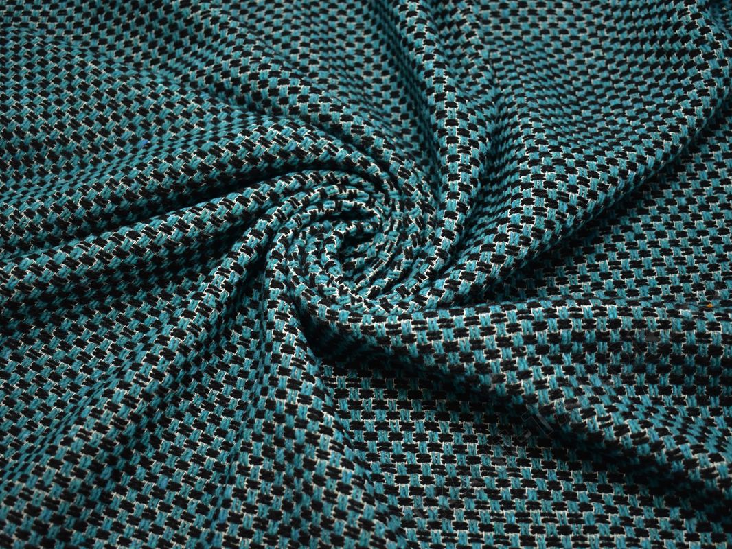 Пальтовая шерсть плетеная бирюзового цвета - фото 1