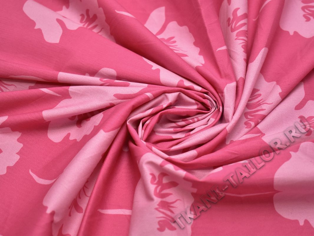 Плательный хлопок розовый цветочный принт - фото 3