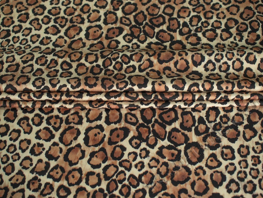 Шелк-атлас светлый леопардовый принт - фото 1