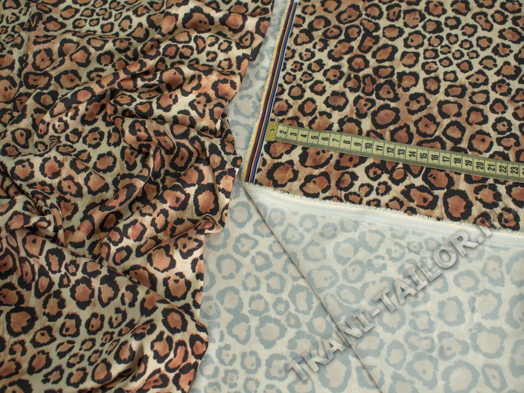 Шелк-атлас светлый леопардовый принт - фото 4