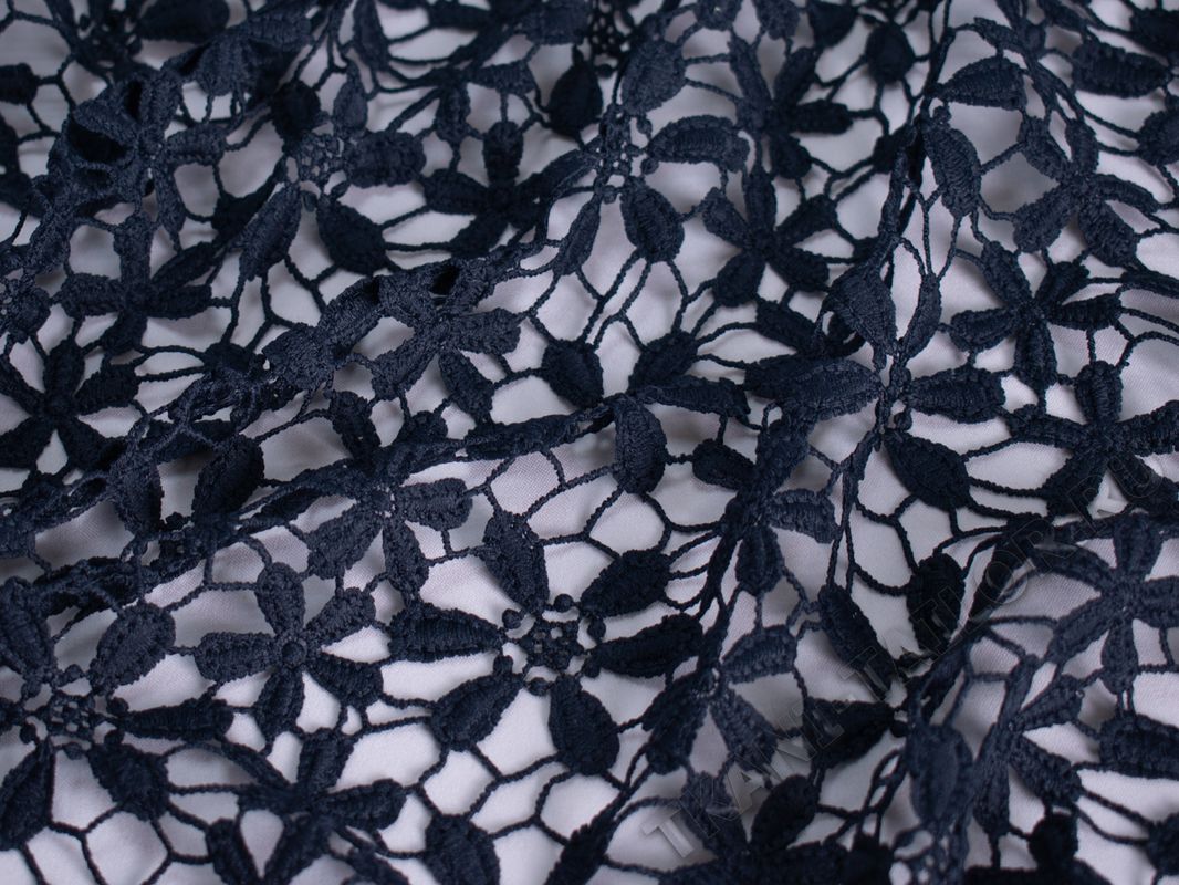 Кружевная ткань темно-синяя - фото 2