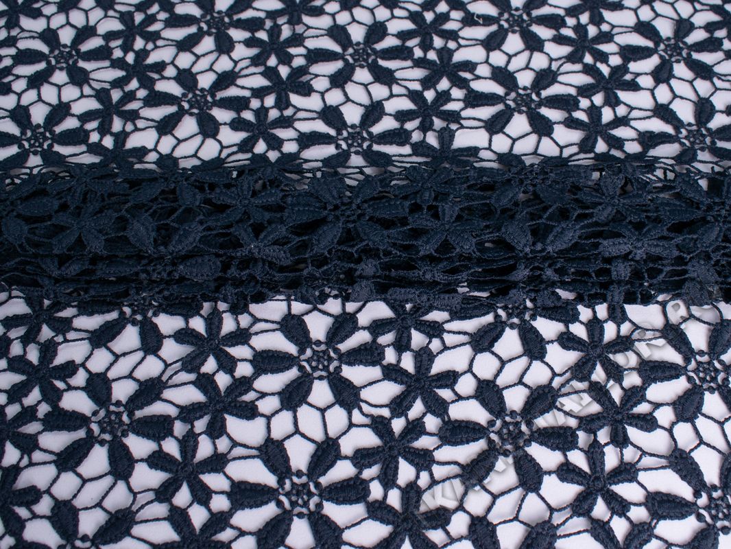 Кружевная ткань темно-синяя - фото 3