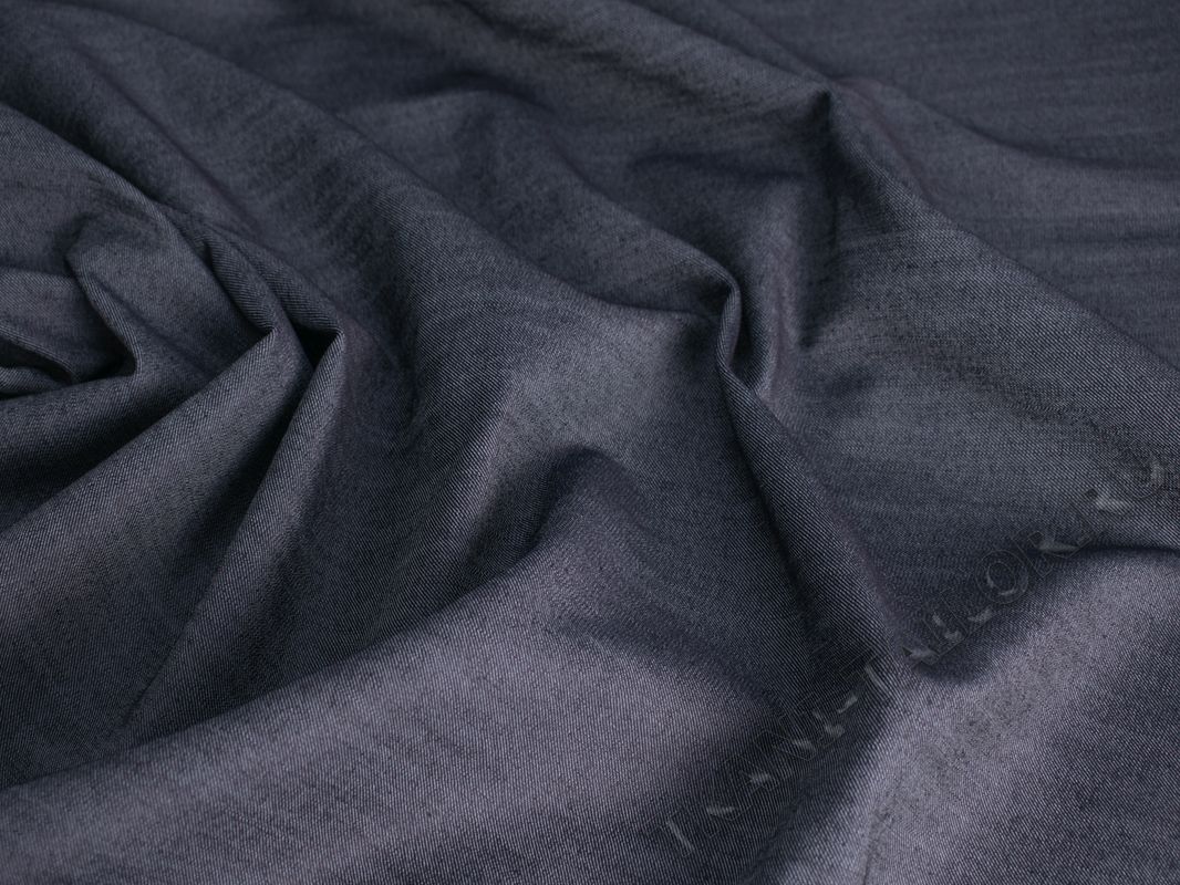 Джинсовая ткань стрейч темно-синяя - фото 1