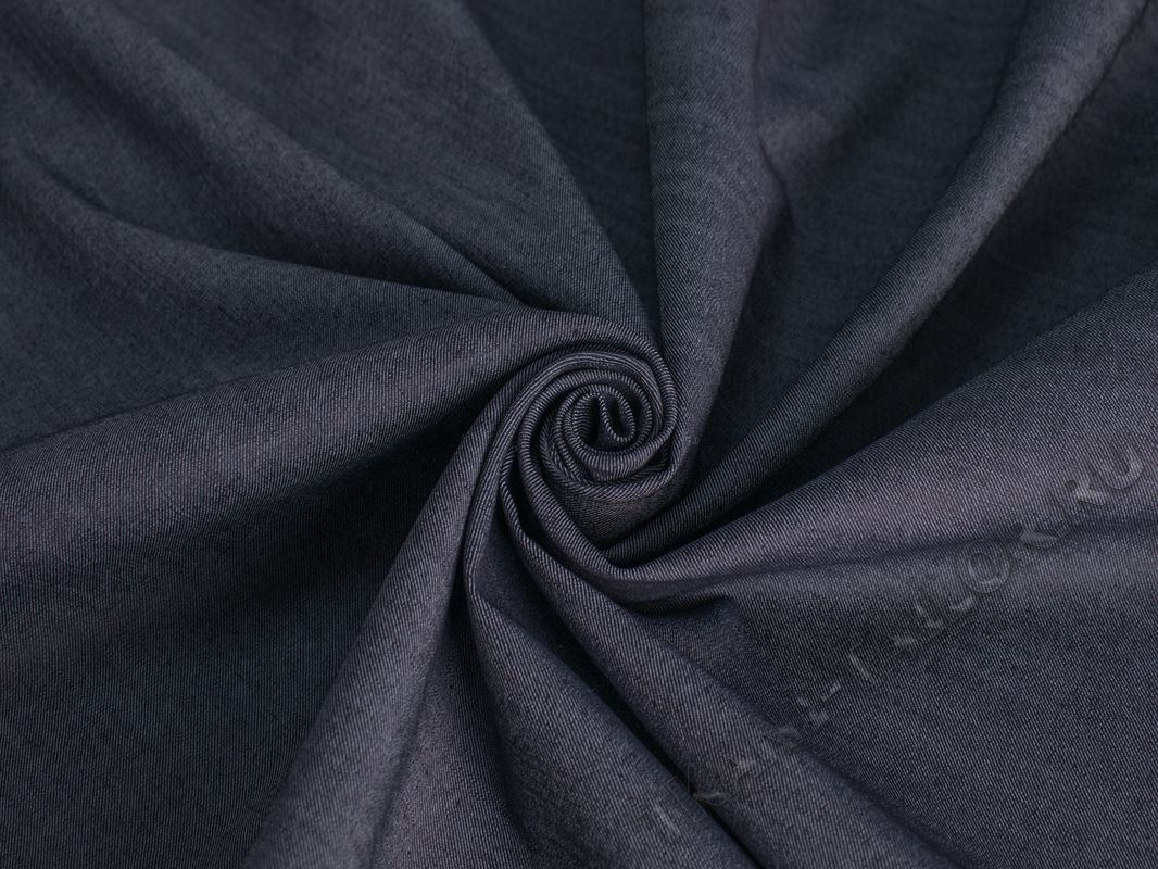 Джинсовая ткань стрейч темно-синяя - фото 3