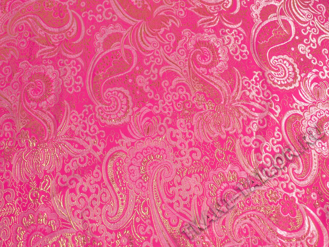 Парча розовая фуксия с золотом - фото 2